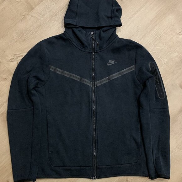 Nike Sportswear Tech Fleece Full-Zip Hoodie Men's Medium Black Zip Up Sweatshirt - Picture 1 of 8